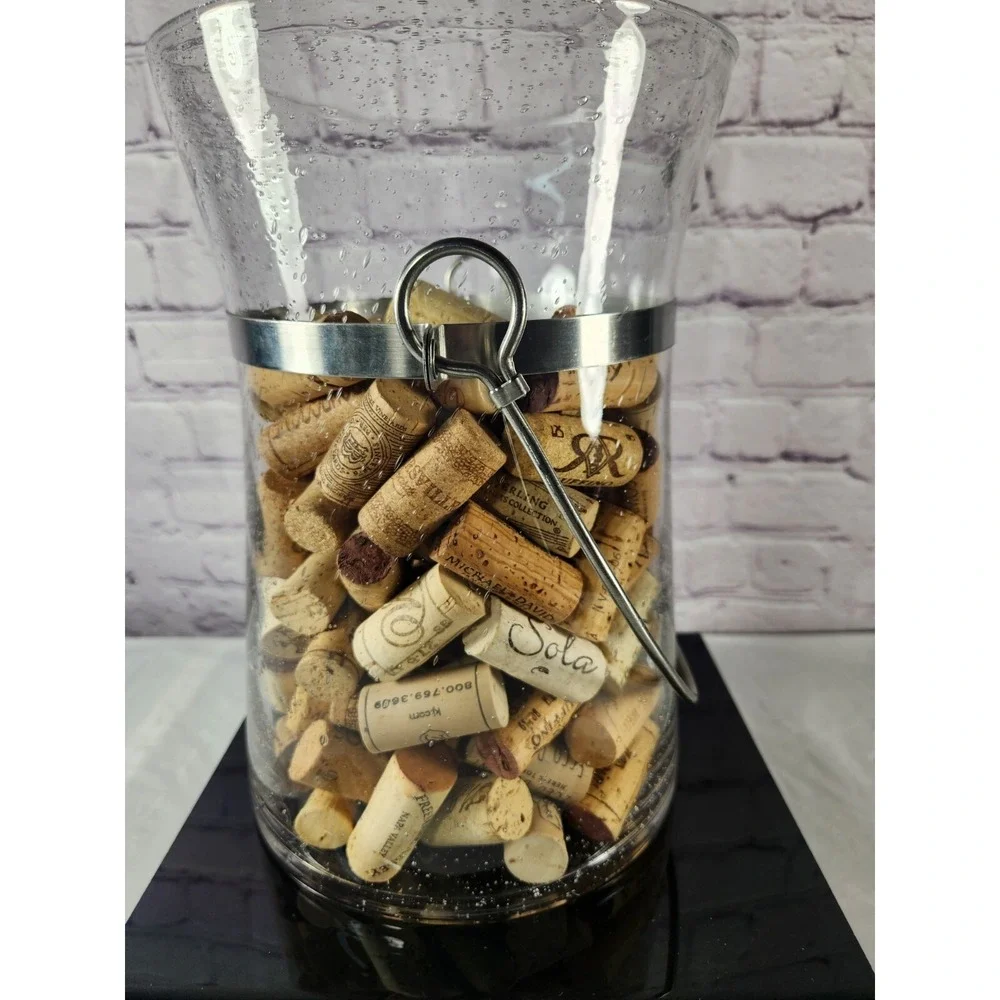 Vintage Retired IKEA Gummel Sahlin Blown‎ Glass Large Ice Bucket with Corks
